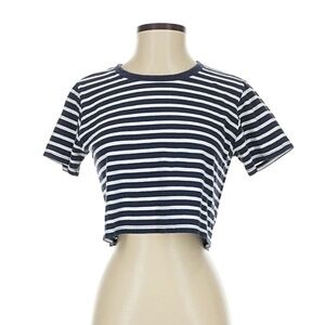 Everlane Navy and White Striped Crop Top